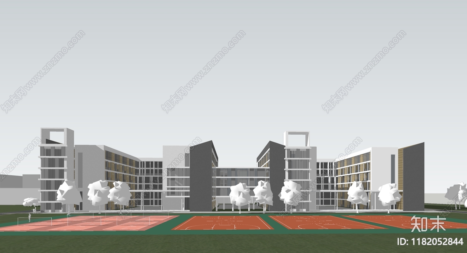 现代极简学校建筑SU模型下载【ID:1182052844】