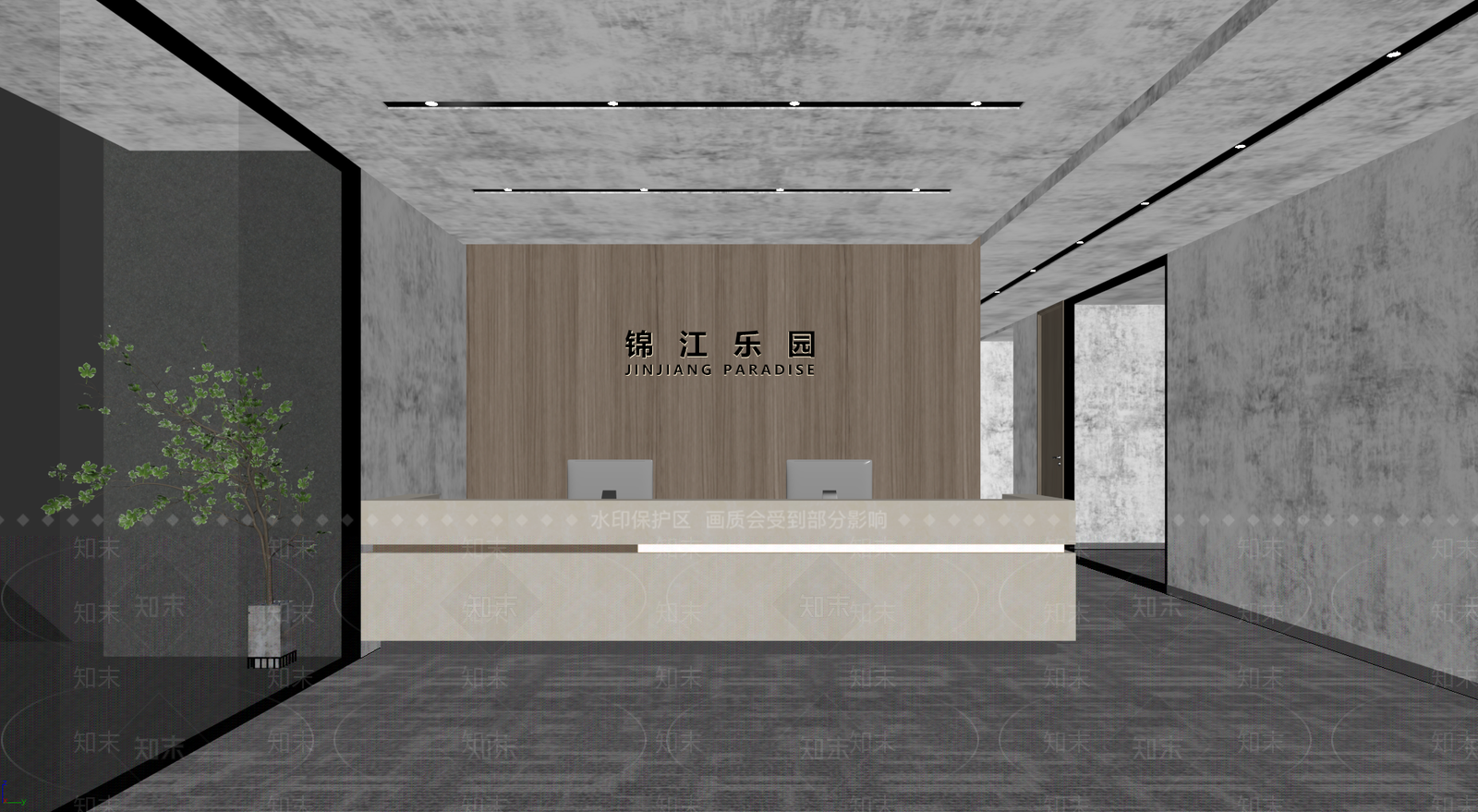 现代办公大堂SU模型下载【ID:1182053367】