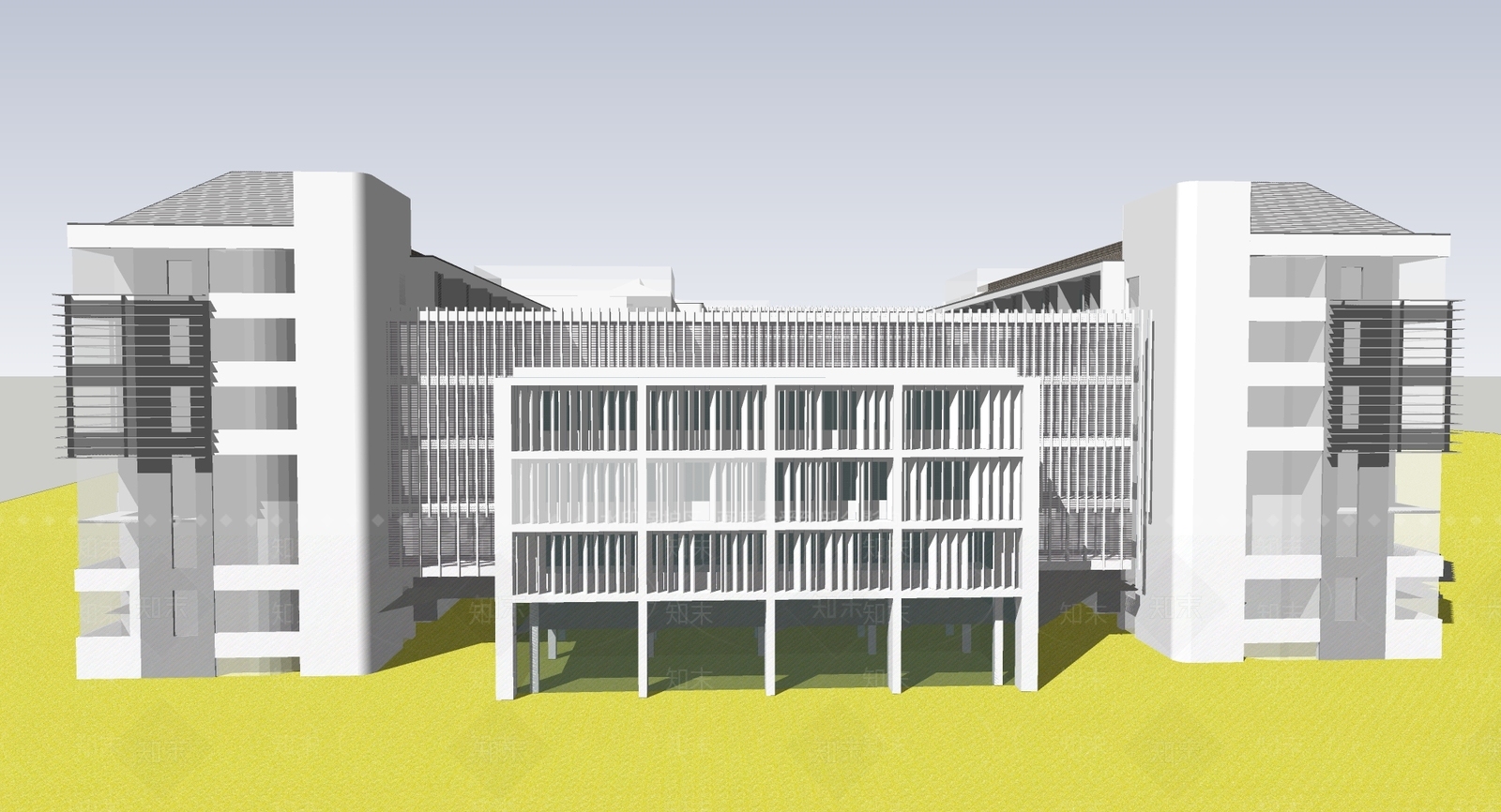 现代新中式学校建筑SU模型下载【ID:1182053607】