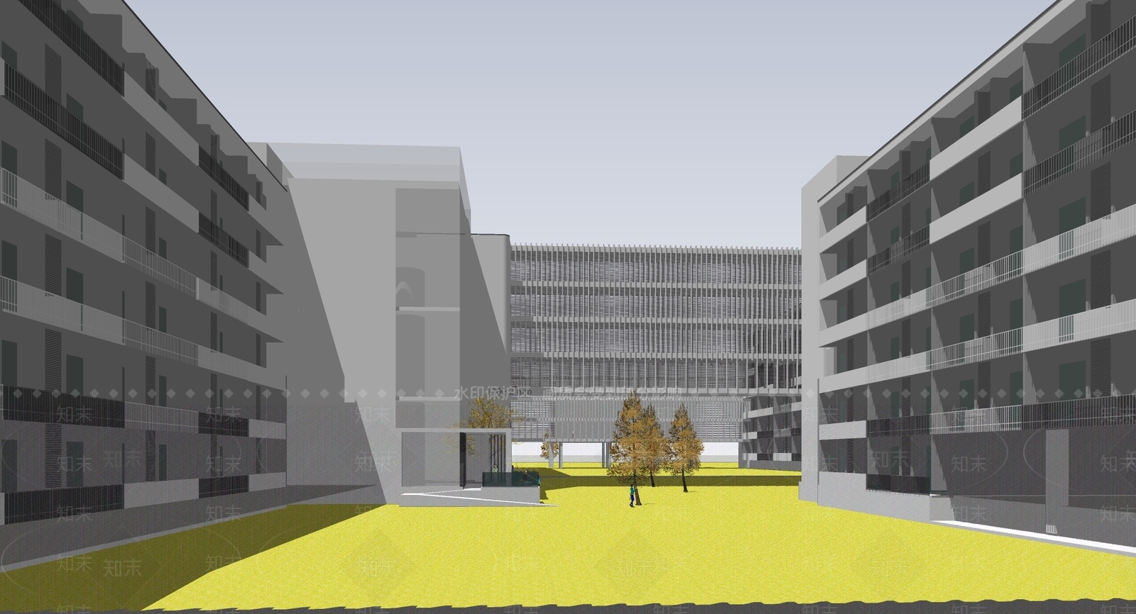 现代新中式学校建筑SU模型下载【ID:1182053607】