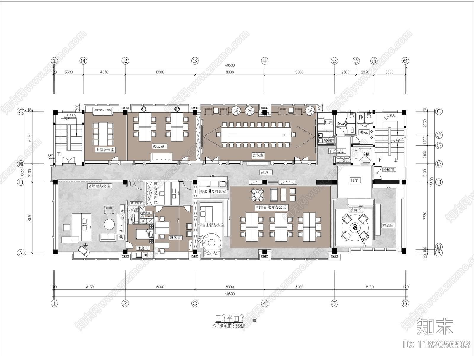 现代整体办公空间cad施工图下载【ID:1182056503】