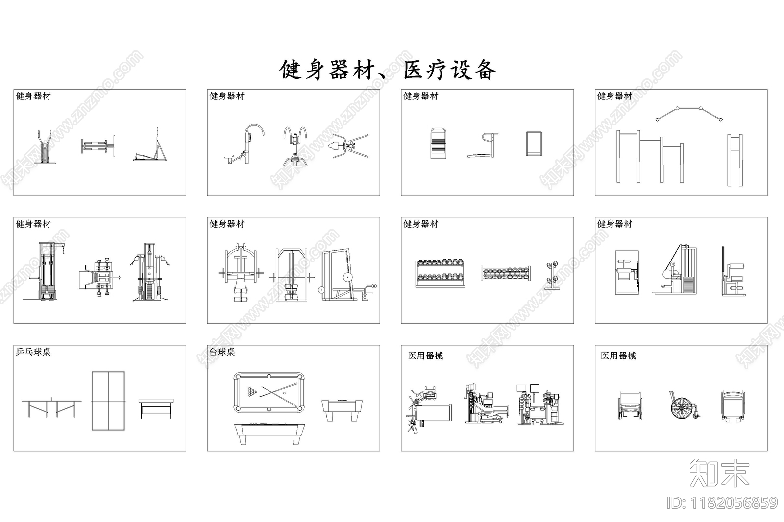 现代运动器材cad施工图下载【ID:1182056859】