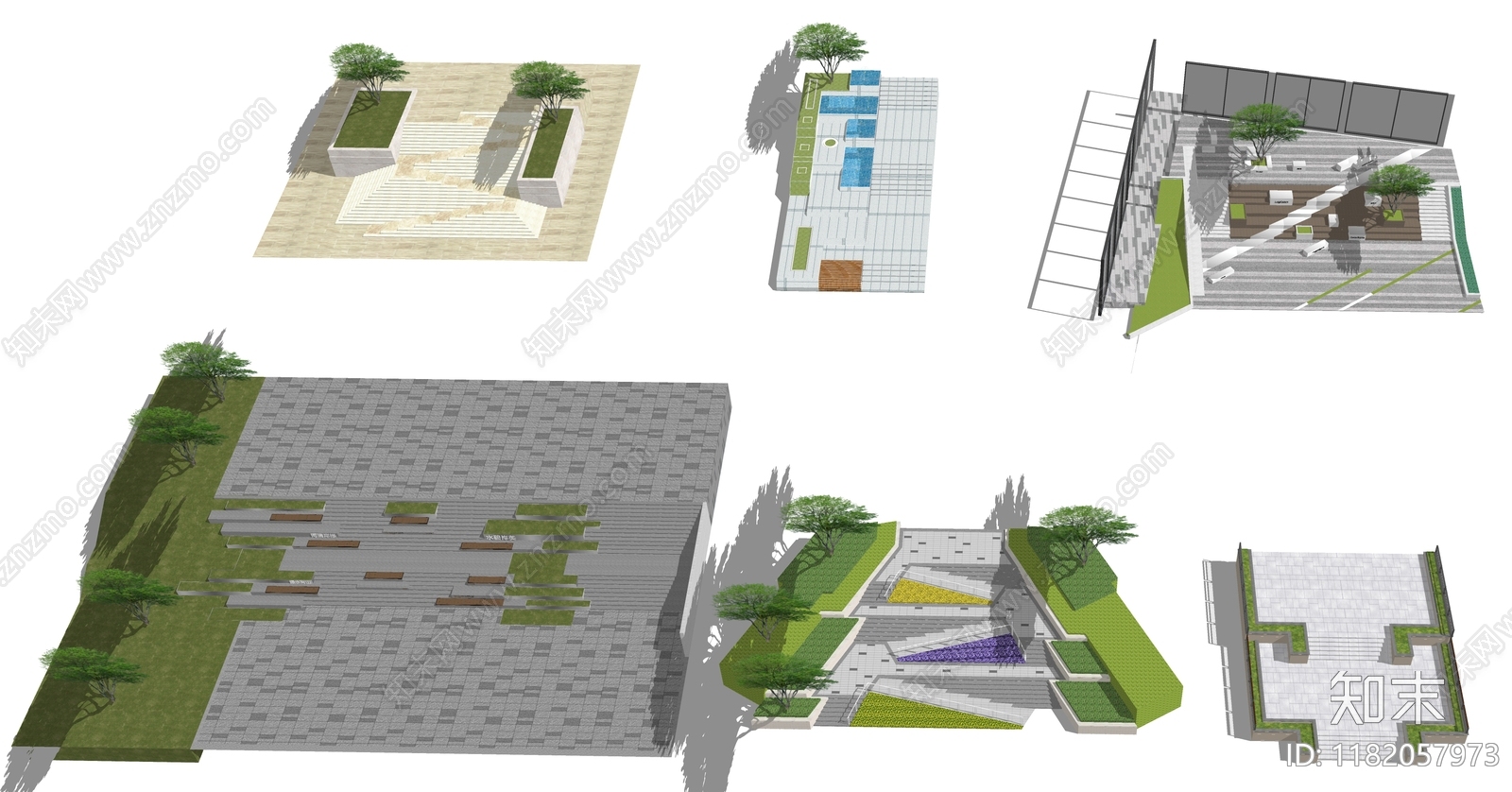 现代台阶景观SU模型下载【ID:1182057973】