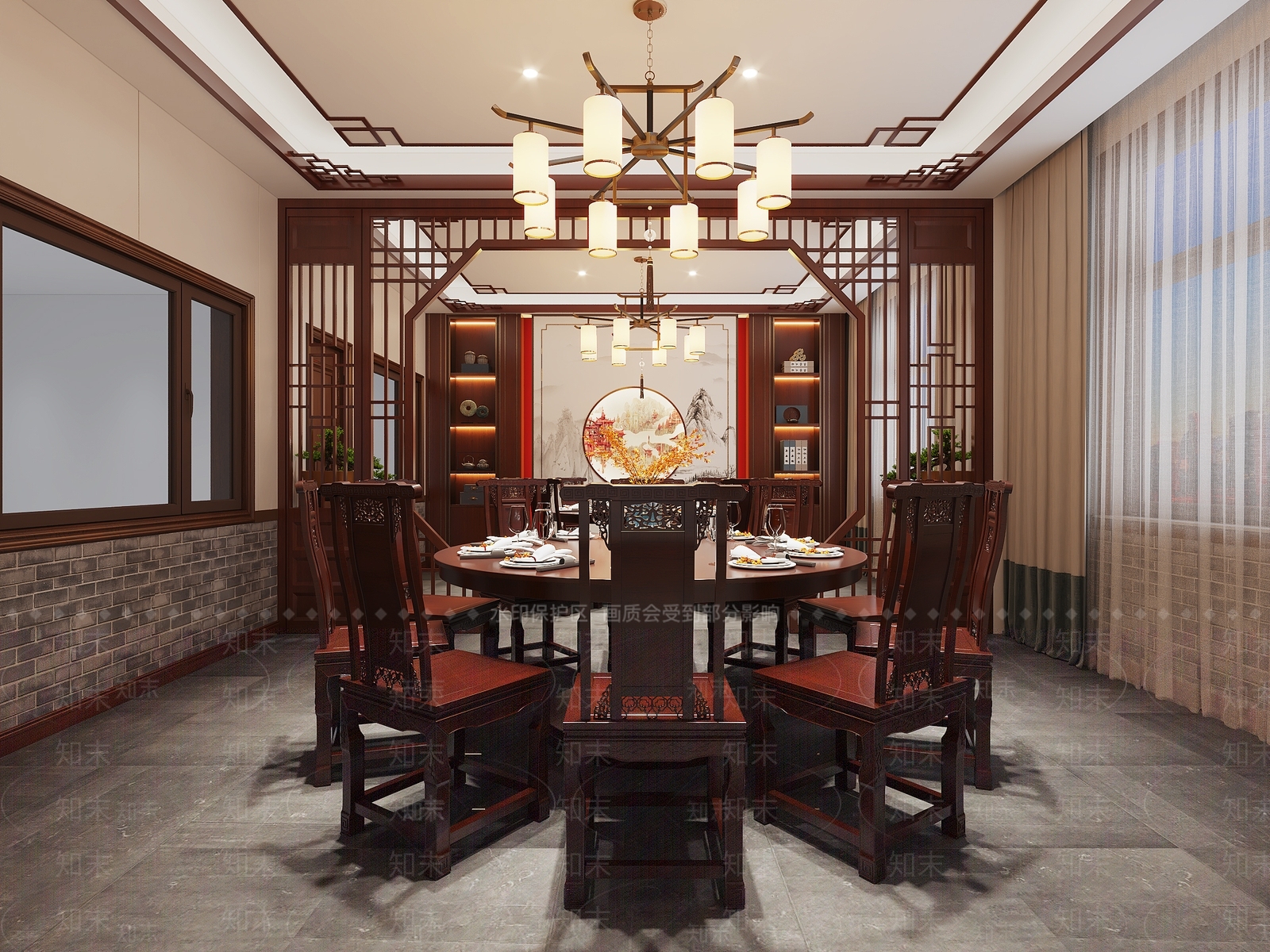 中式中餐厅3D模型下载【ID:1214965186】