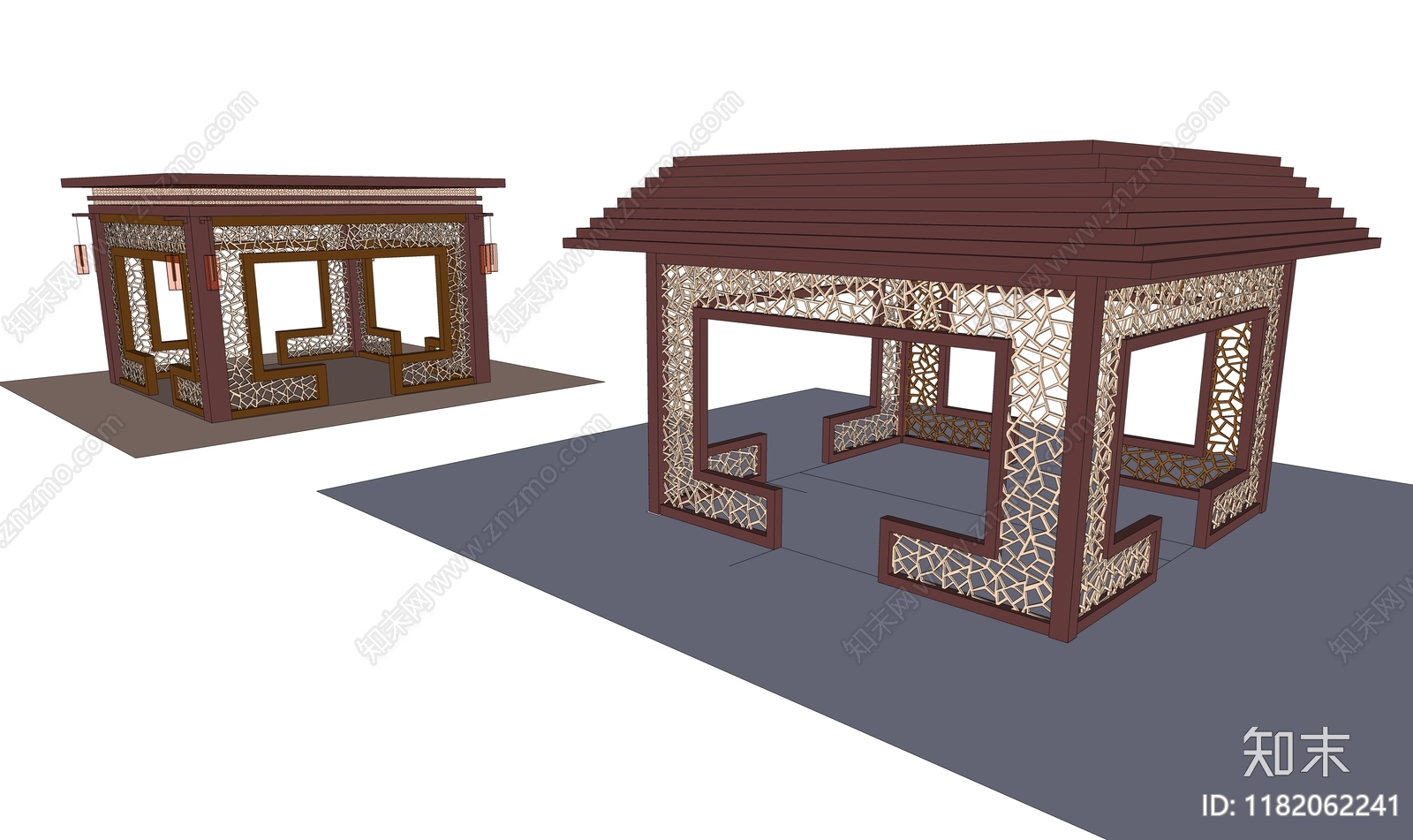 新中式古建筑SU模型下载【ID:1182062241】