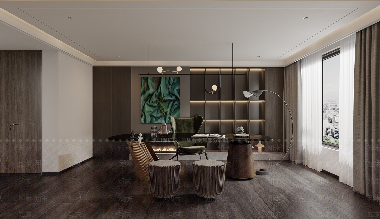 现代书房3D模型下载【ID:1182063447】