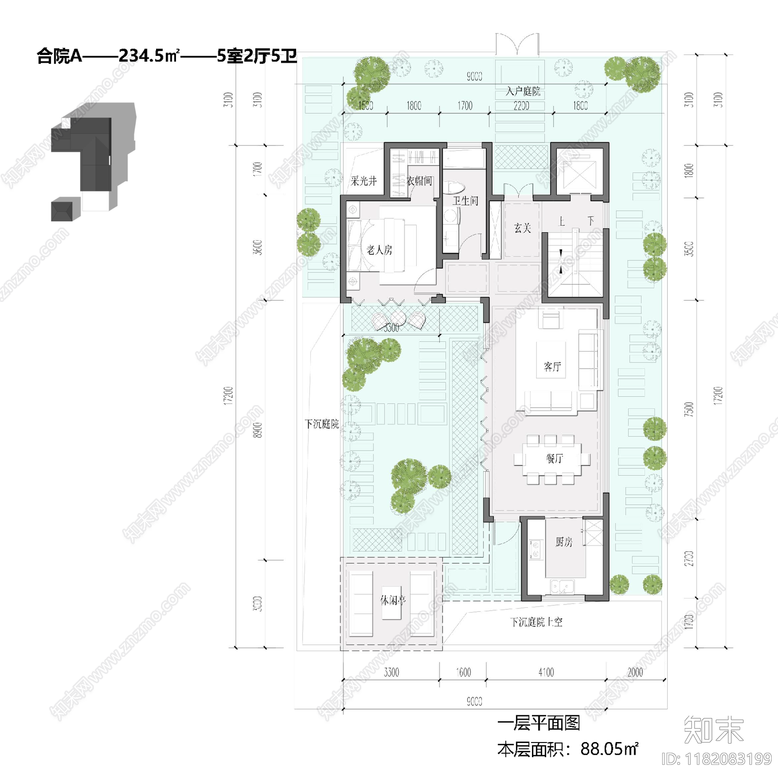 现代新中式别墅建筑cad施工图下载【ID:1182083199】