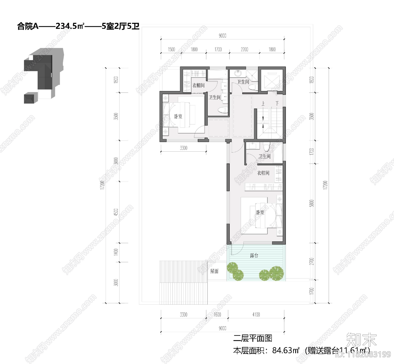 现代新中式别墅建筑cad施工图下载【ID:1182083199】