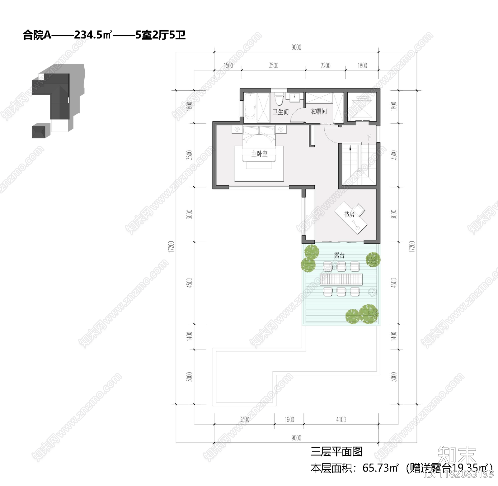 现代新中式别墅建筑cad施工图下载【ID:1182083199】