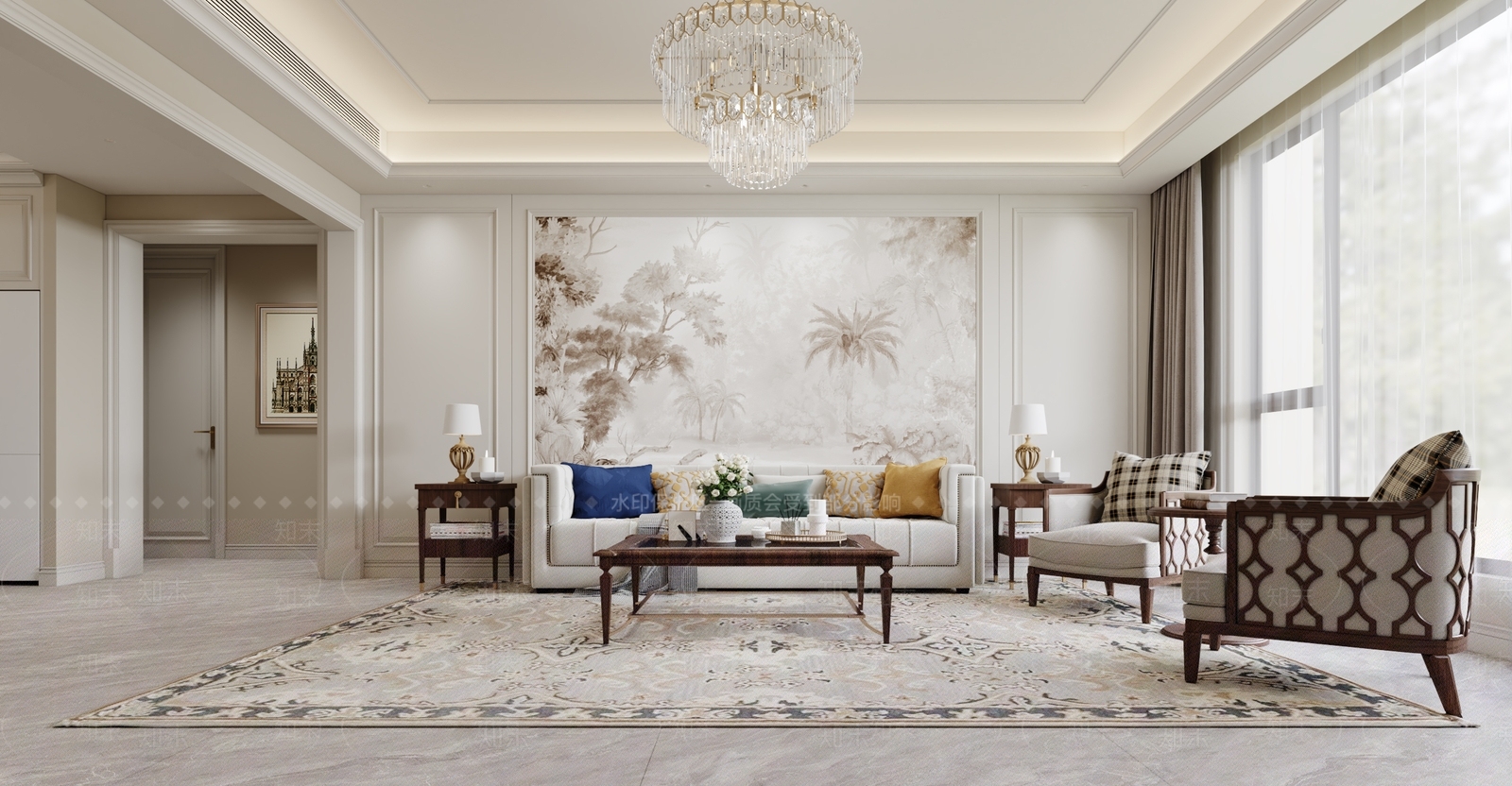 欧式美式家居客厅3D模型下载【ID:1182087211】