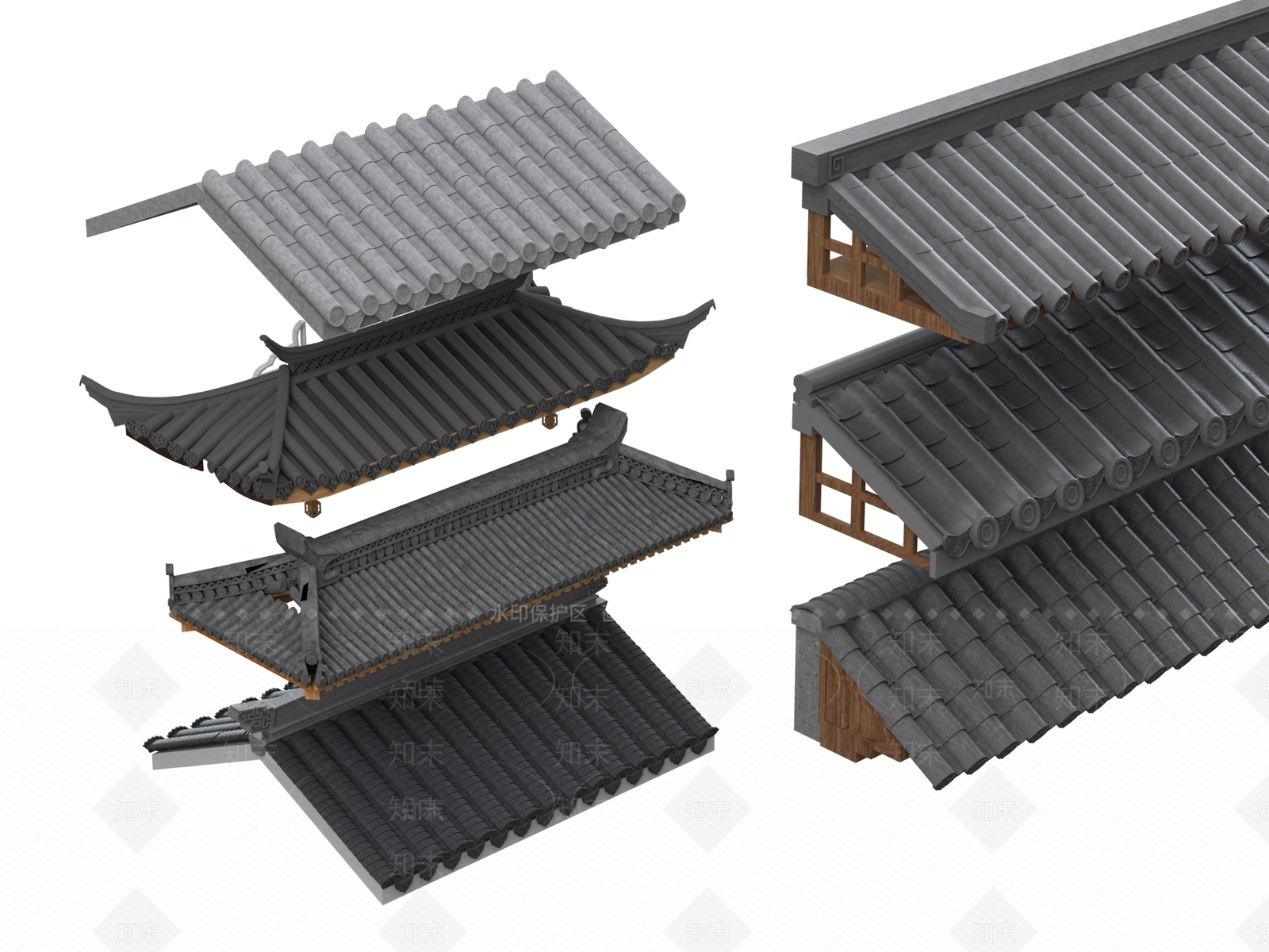 中式屋檐3D模型下载【ID:1182089886】