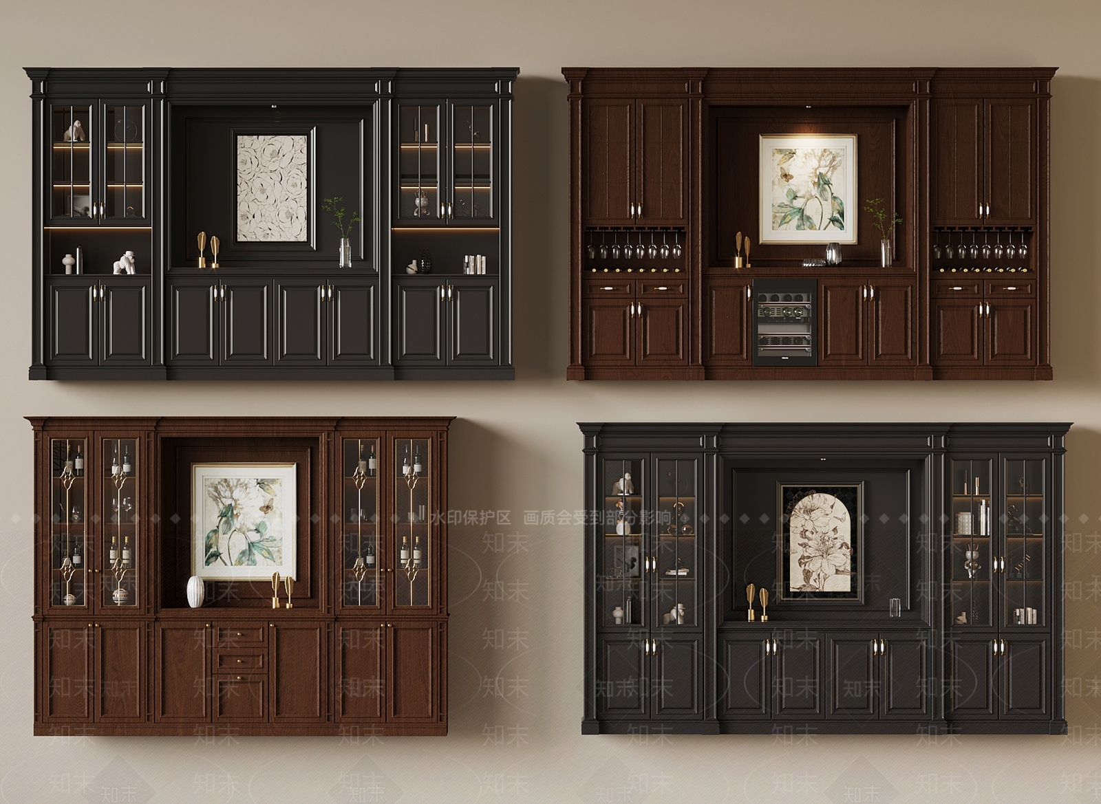 美式中古酒柜3D模型下载【ID:1182090799】