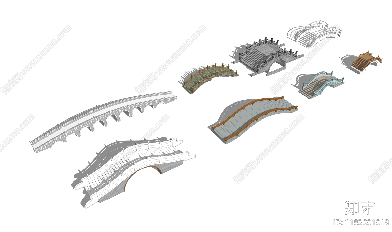 新中式中式景观桥SU模型下载【ID:1182091913】