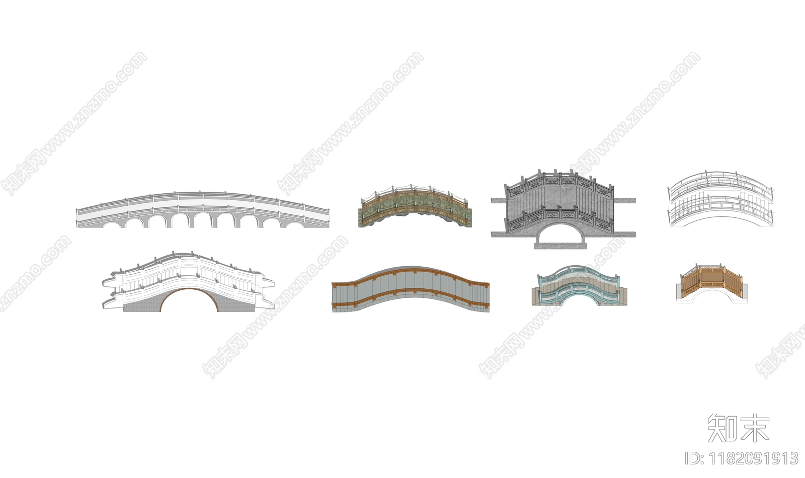 新中式中式景观桥SU模型下载【ID:1182091913】