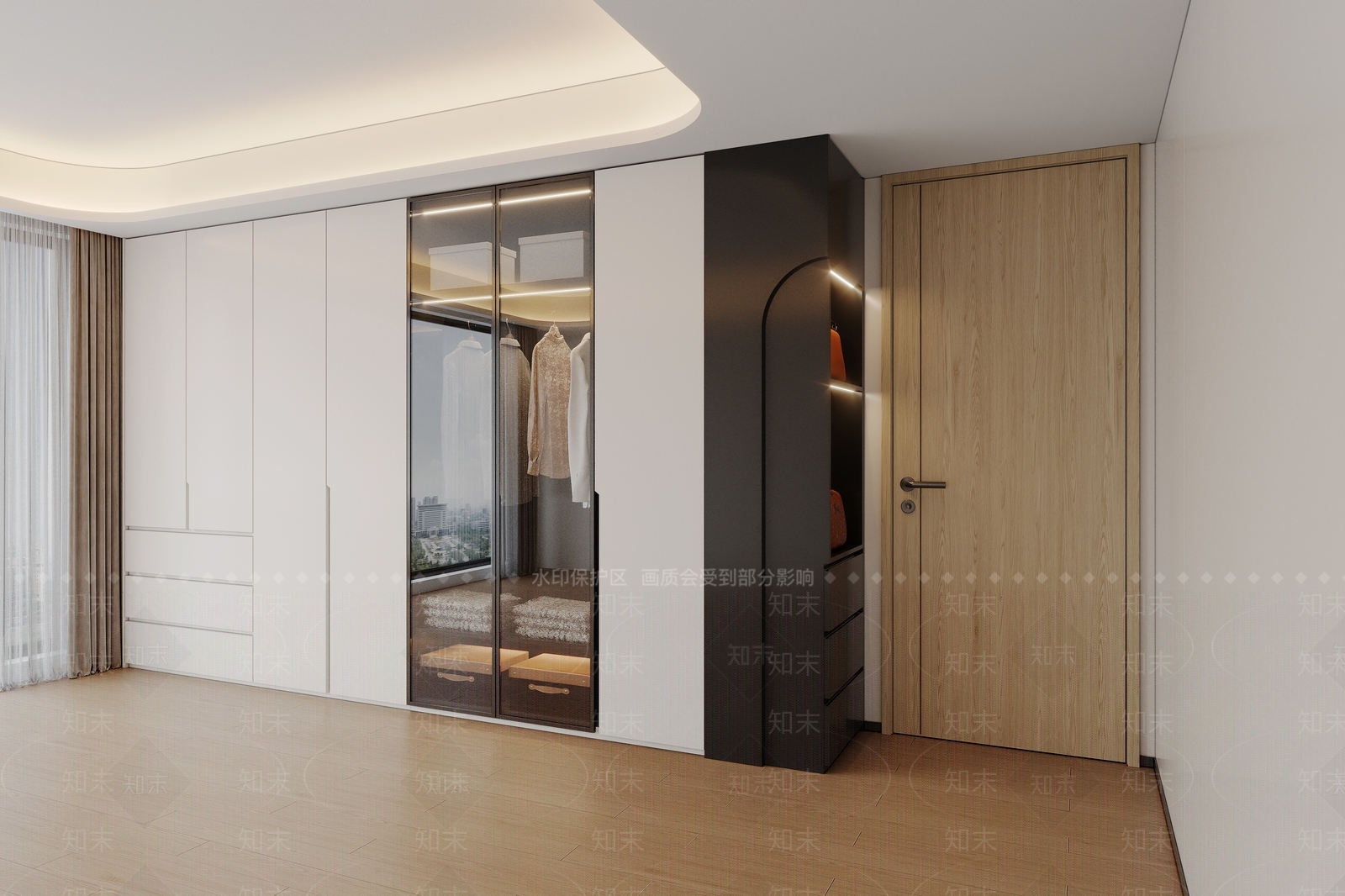 奶油现代衣柜3D模型下载【ID:1182093452】