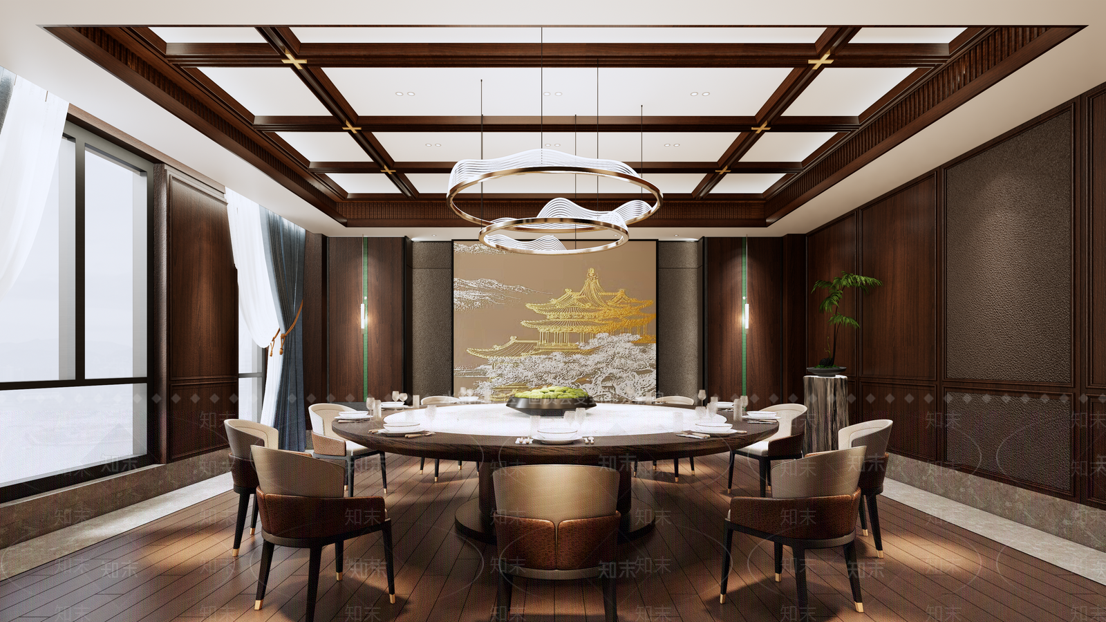 新中式中式包厢SU模型下载【ID:1182095336】