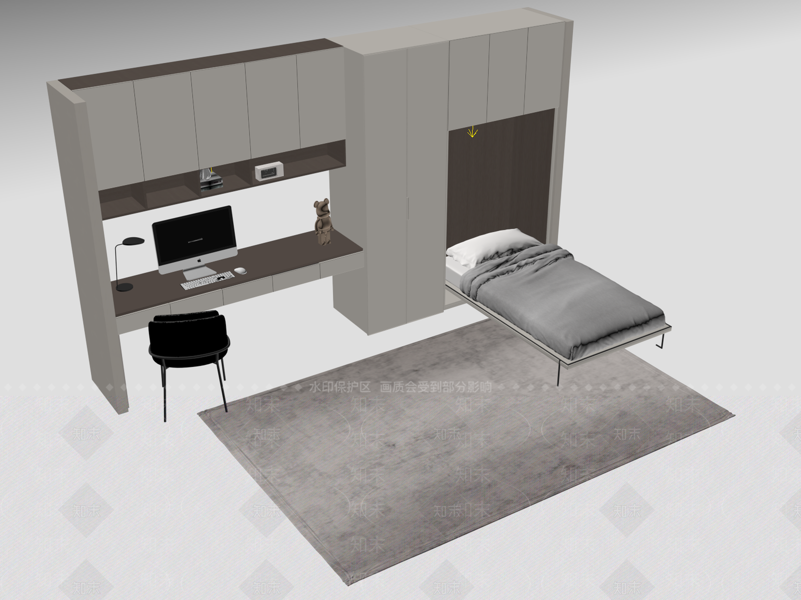现代其他床具SU模型下载【ID:1182095775】