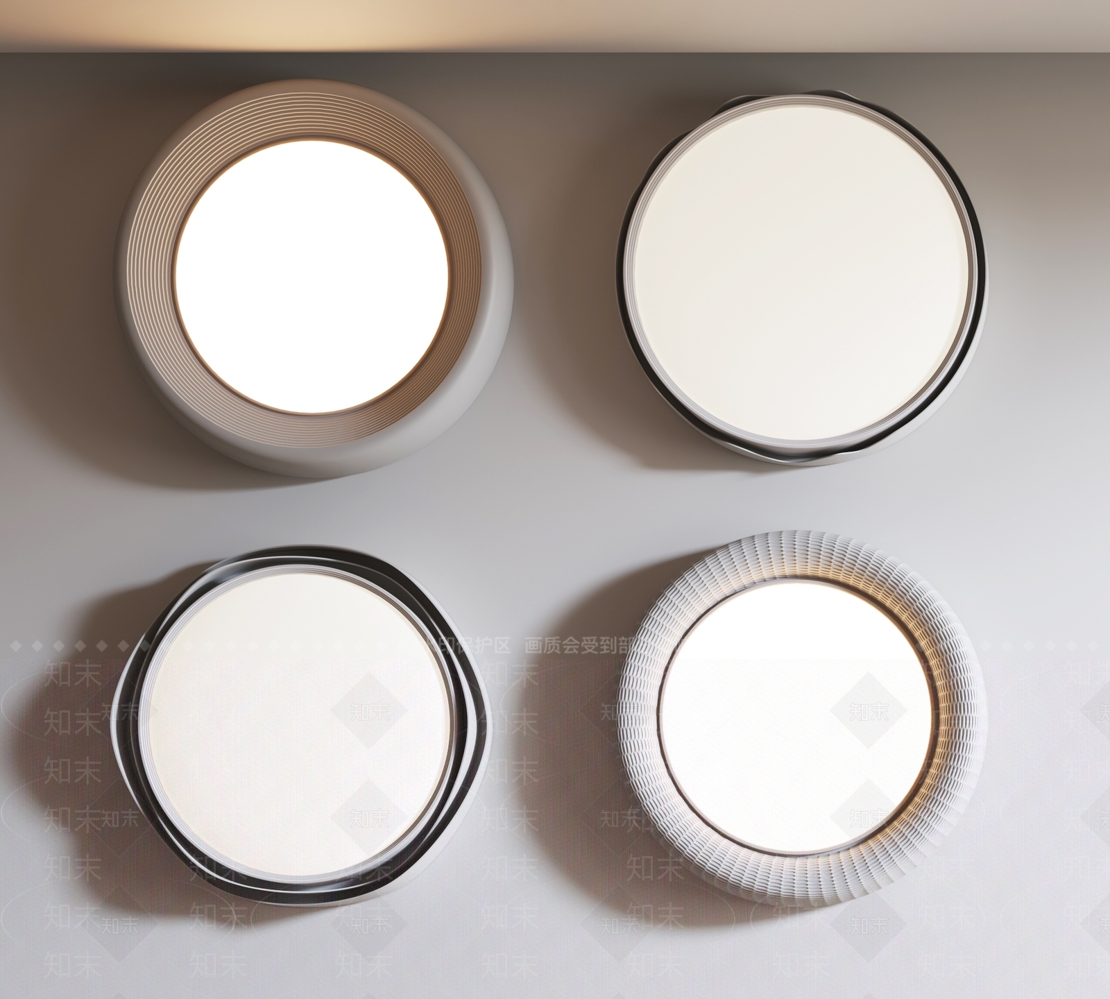 现代奶油吸顶灯3D模型下载【ID:1182098209】