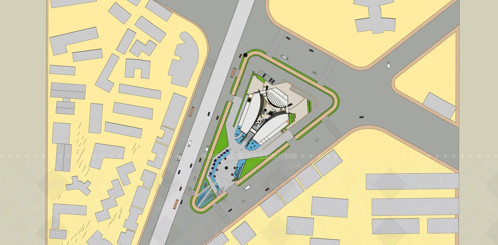 现代简约展览馆建筑SU模型下载【ID:1182105017】