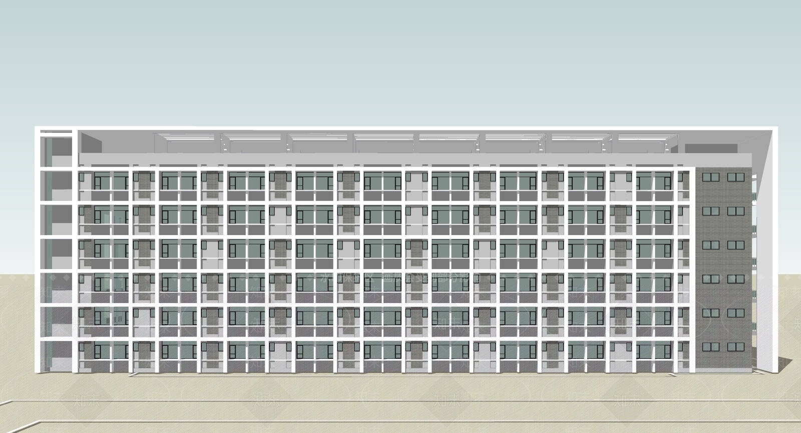 现代极简学校建筑SU模型下载【ID:1182107926】