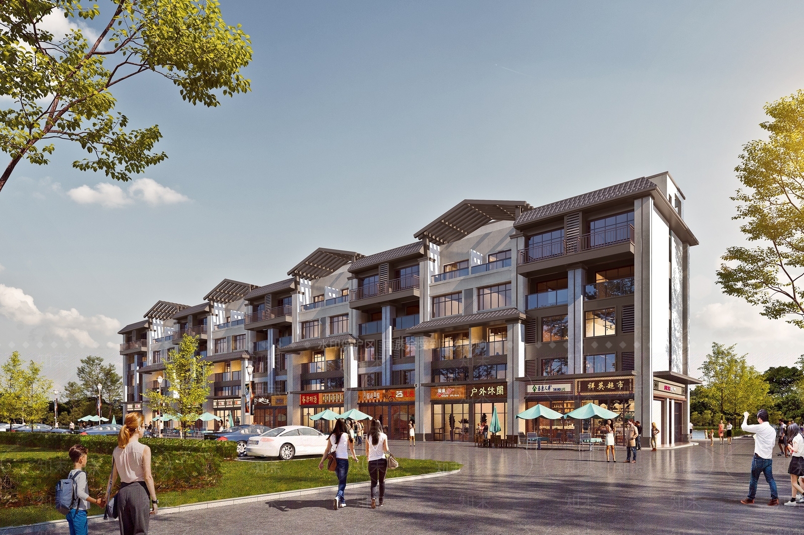 新中式商业街3D模型下载【ID:1182116964】