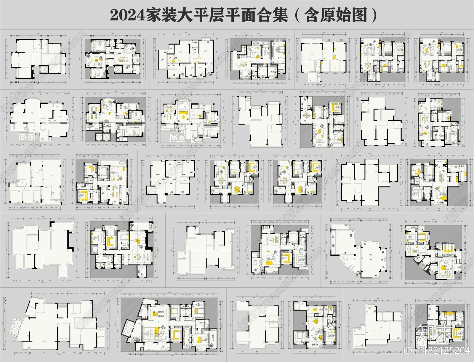 现代简约家装图库cad施工图下载【ID:1182125204】