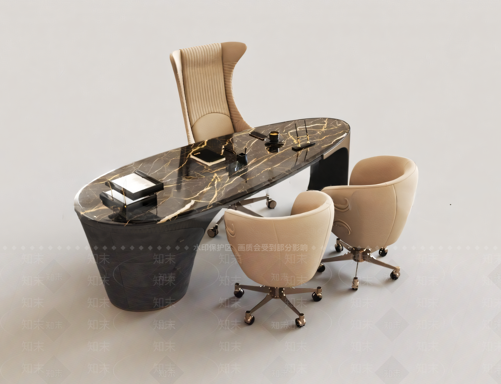现代意式办公桌3D模型下载【ID:1182131143】