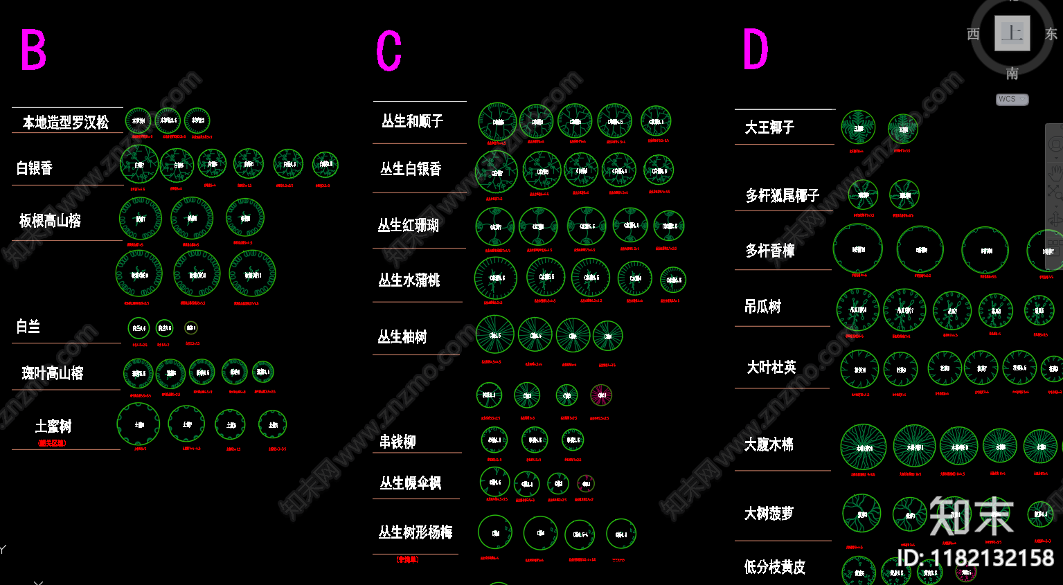 现代综合植物图库施工图下载【ID:1182132158】