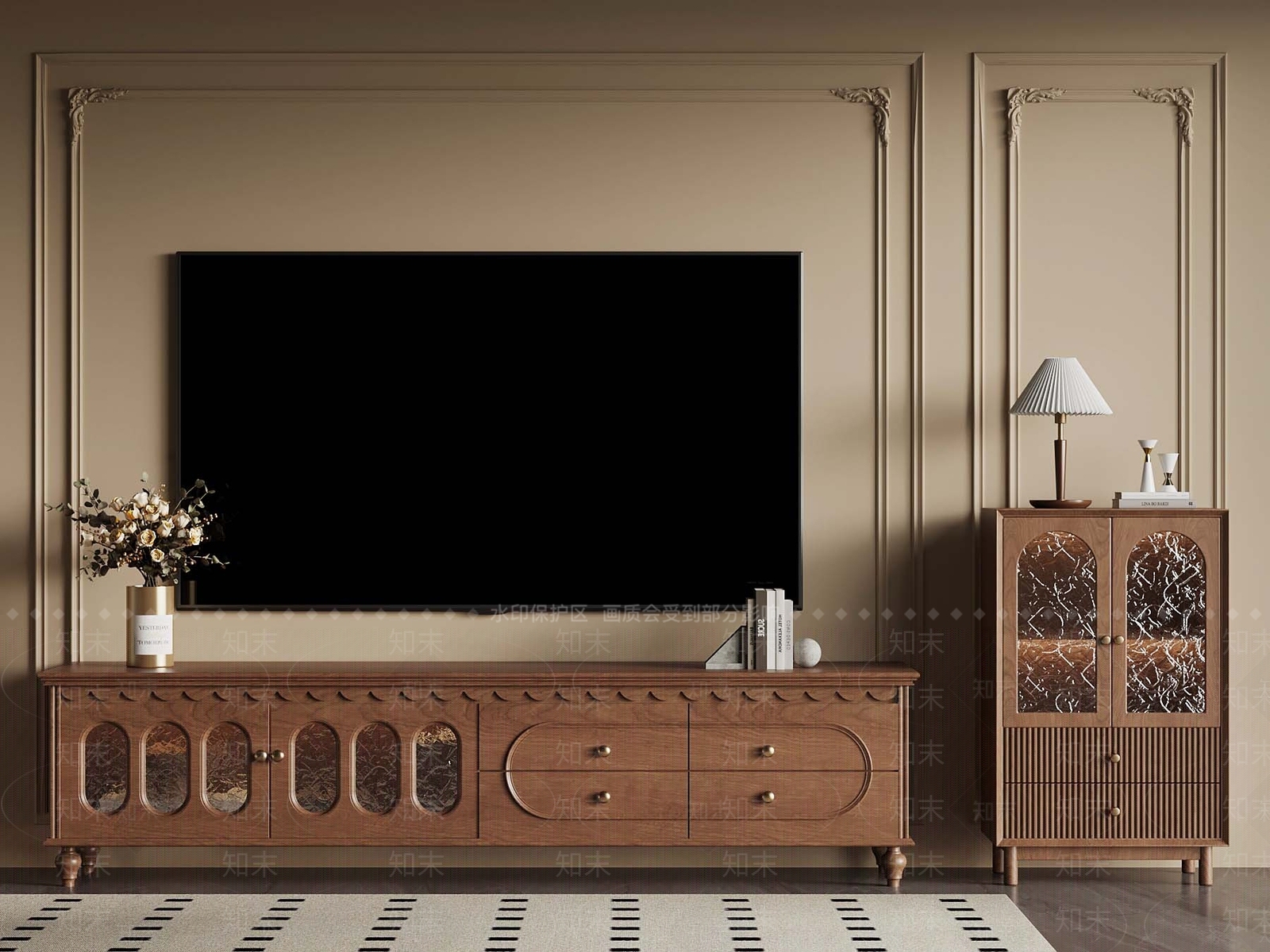 法式中古电视柜SU模型下载【ID:1182133207】