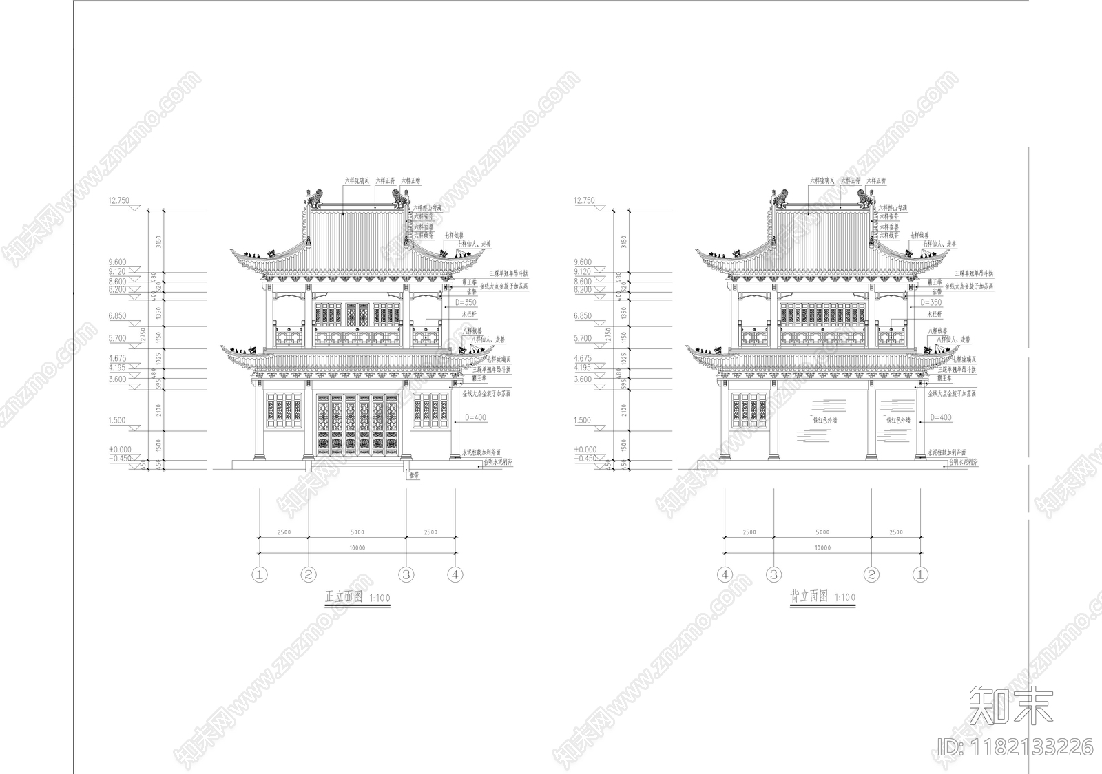 中式古建cad施工图下载【ID:1182133226】