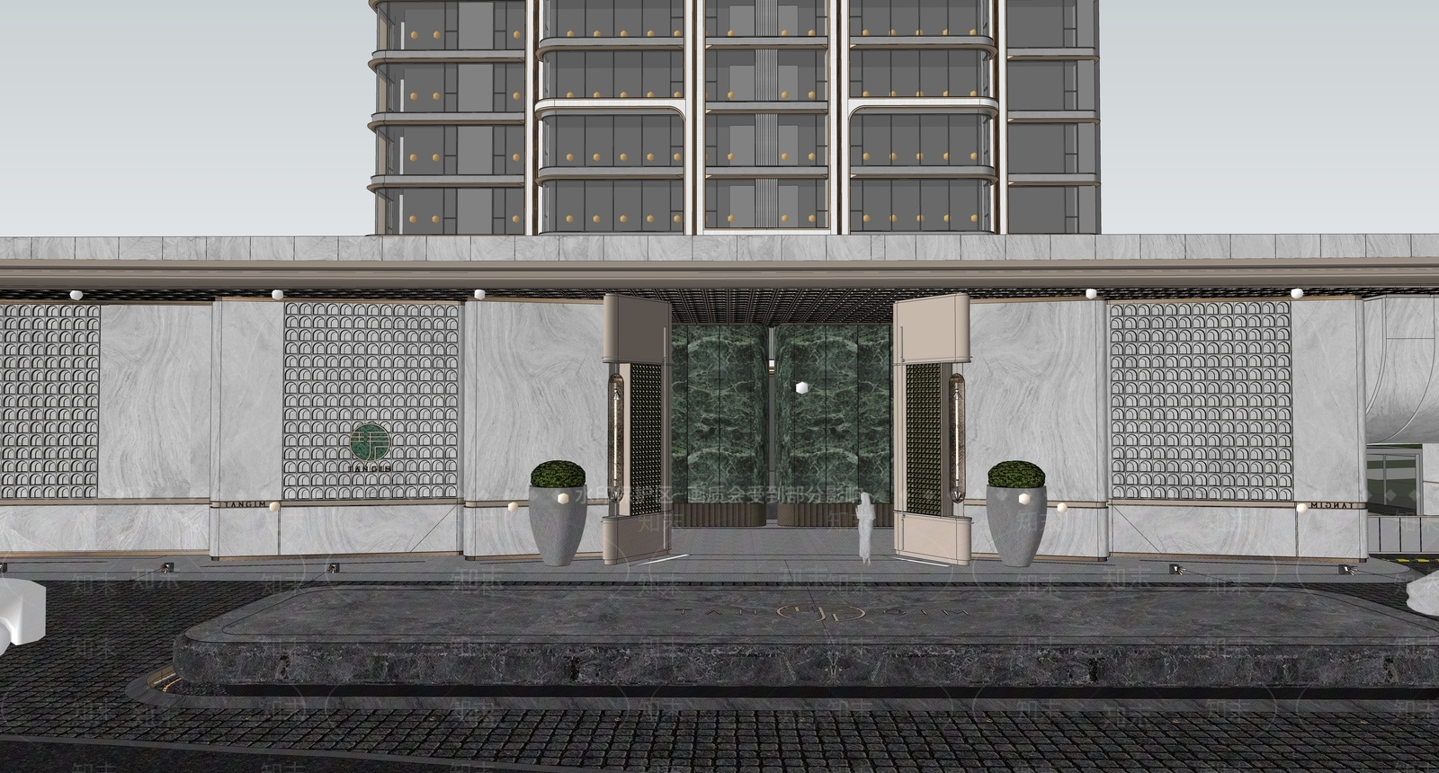现代小区建筑SU模型下载【ID:1182133389】