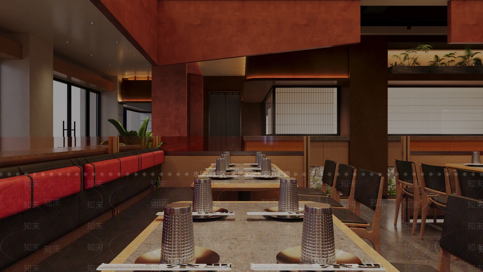 现代原木烤肉店3D模型下载【ID:1182147089】