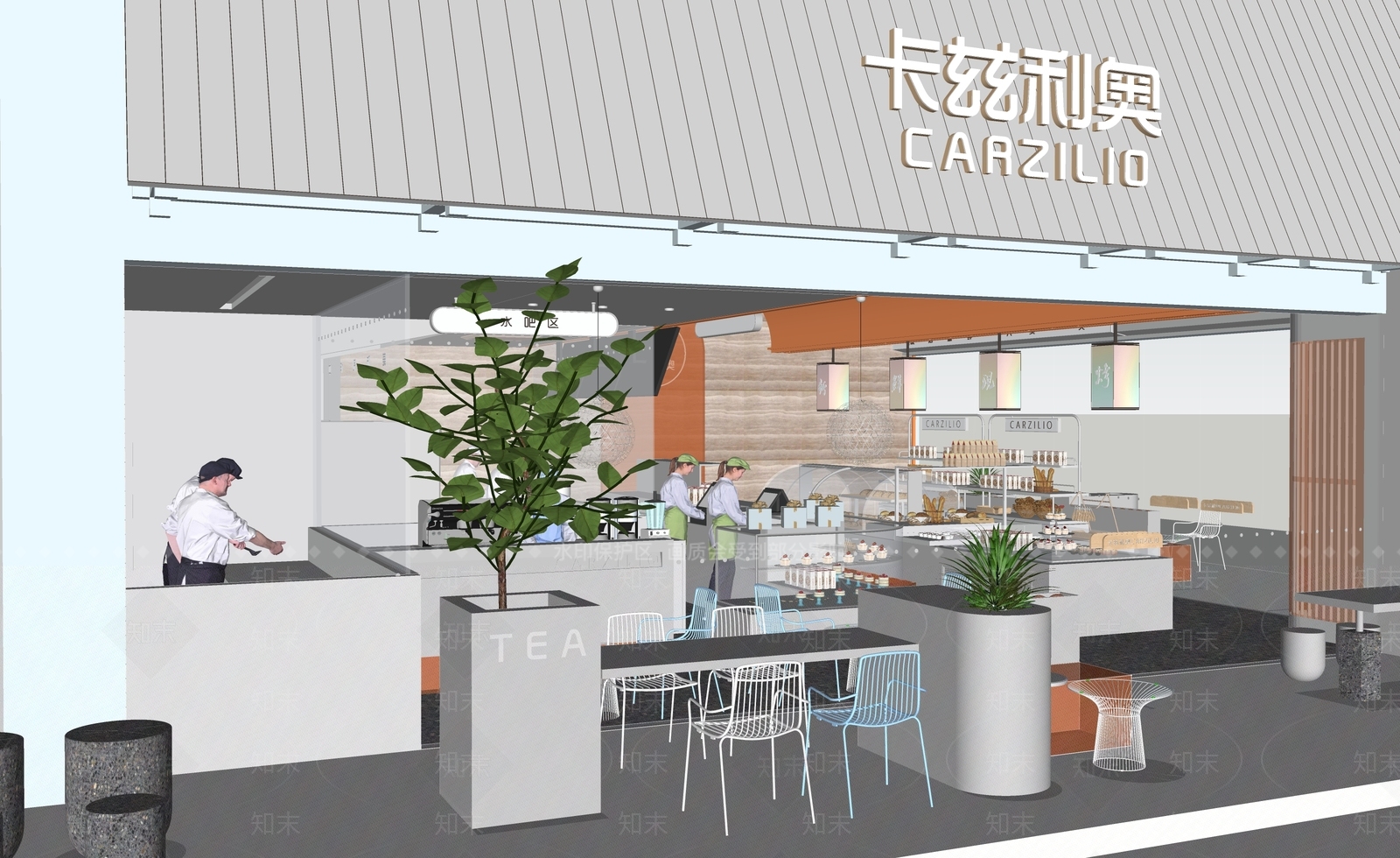 现代新中式甜品面包店SU模型下载【ID:1182151186】