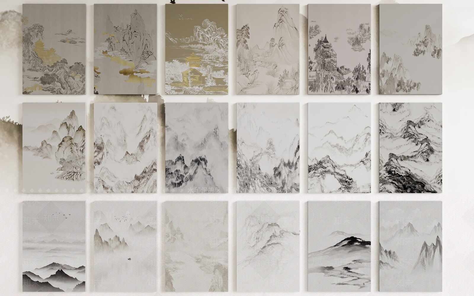 新中式中式电视背景墙3D模型下载【ID:1182159025】