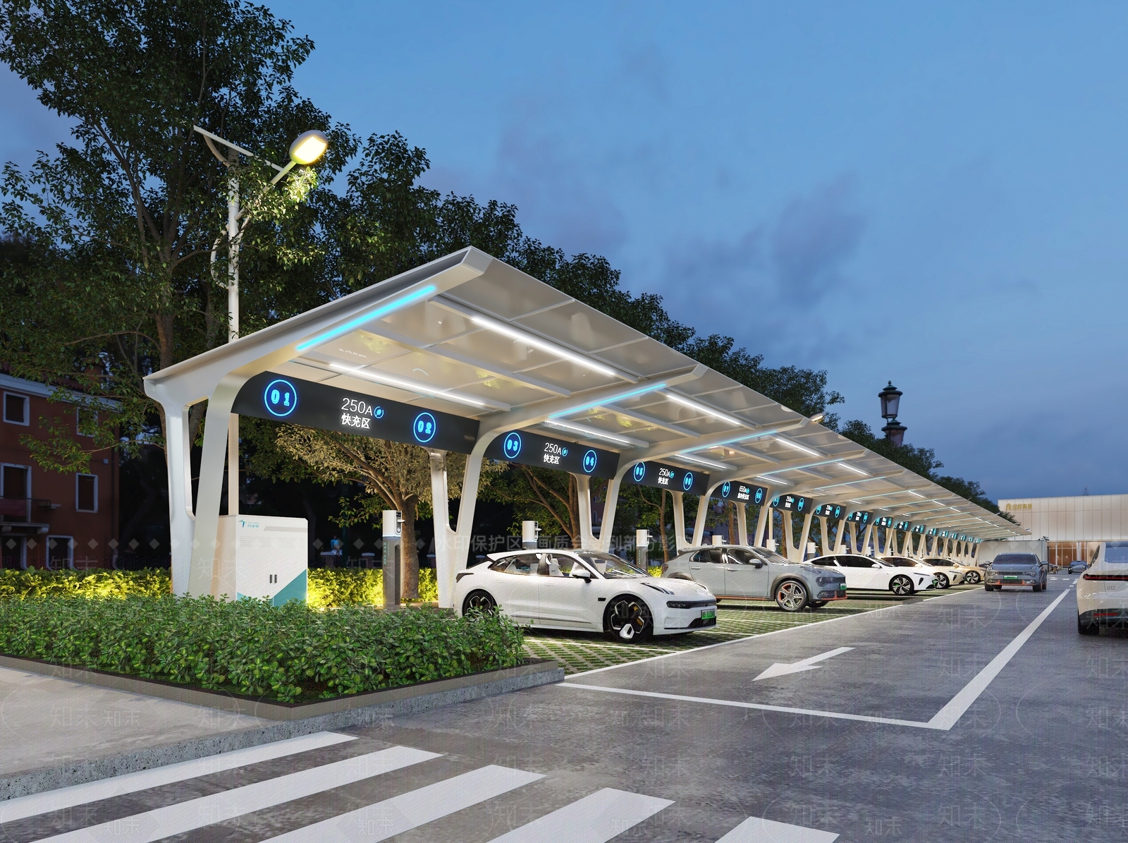 现代户外停车场3D模型下载【ID:1182162929】
