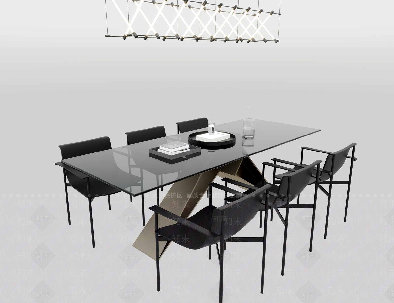 现代极简餐桌3D模型下载【ID:1182167332】
