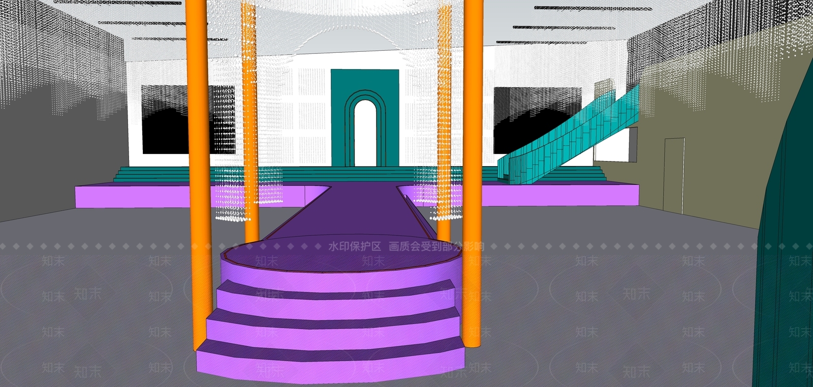 现代法式宴会厅SU模型下载【ID:1182172019】