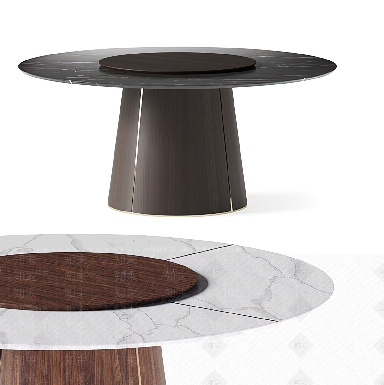现代圆形餐桌3D模型下载【ID:1182173010】