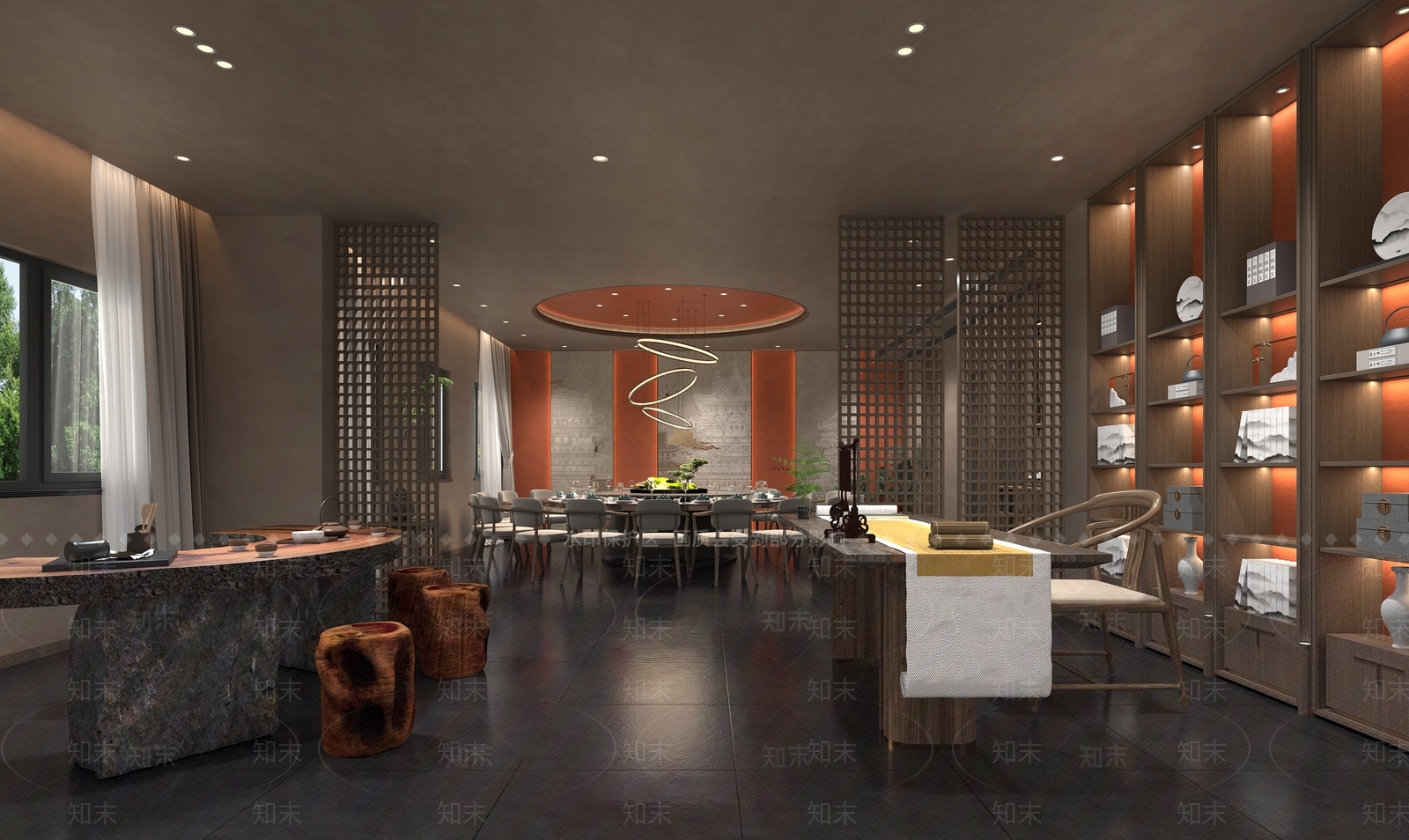 新中式现代中餐厅3D模型下载【ID:1182192460】