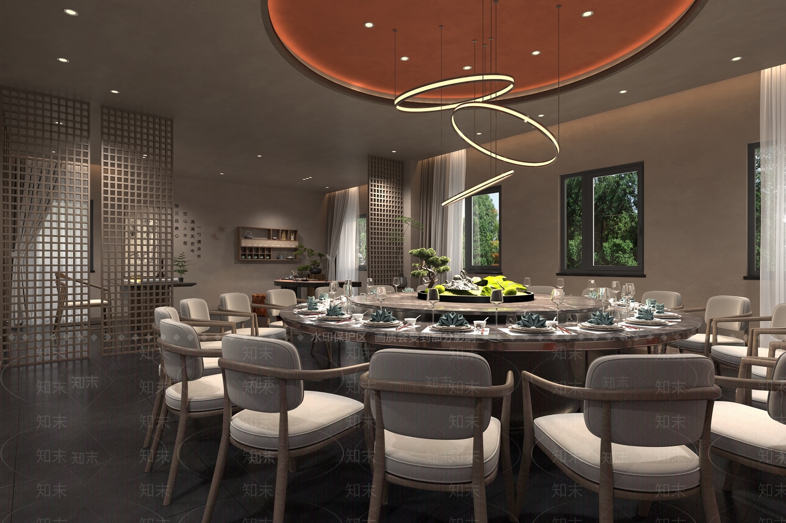 新中式现代中餐厅3D模型下载【ID:1182192460】
