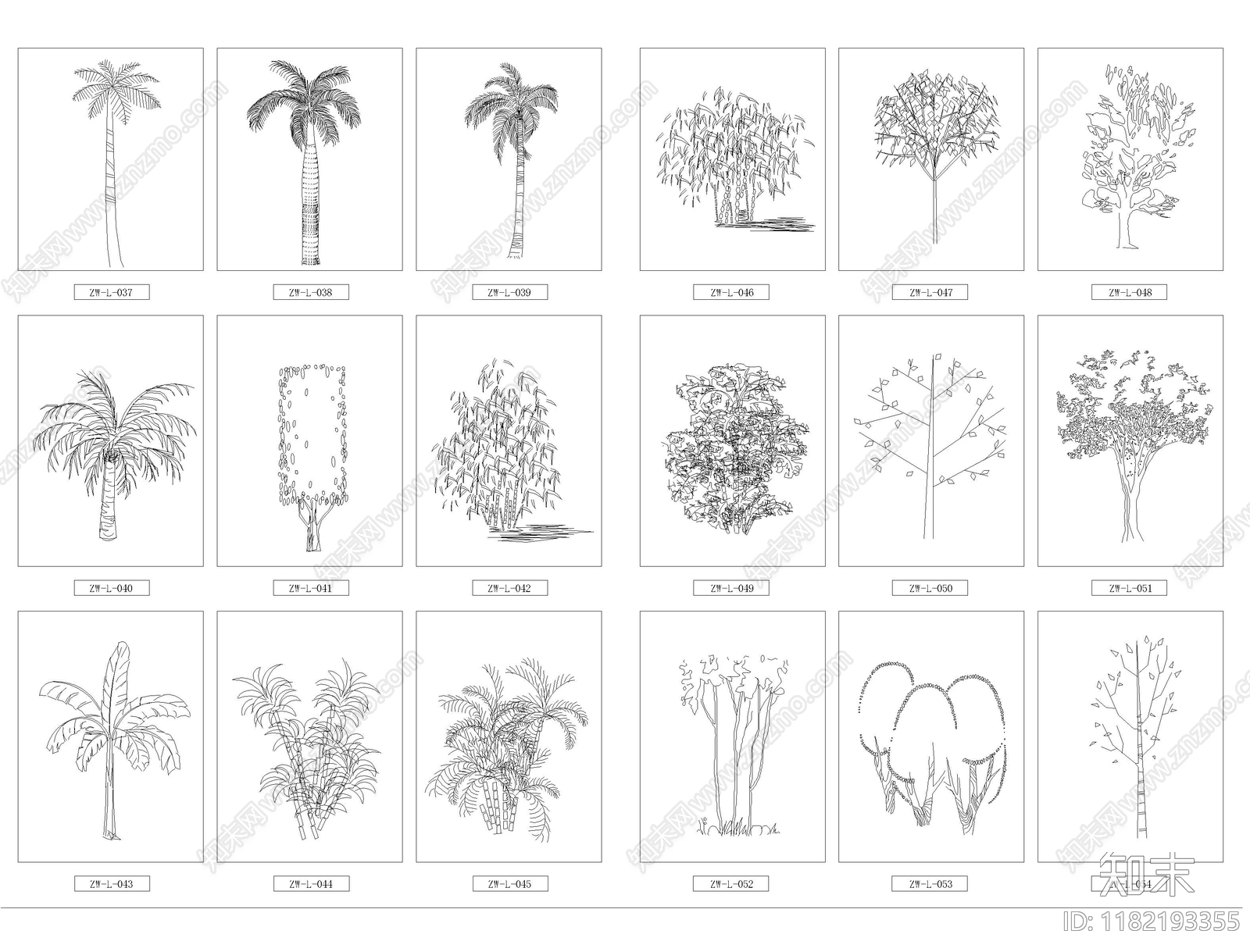 现代综合植物图库施工图下载【ID:1182193355】