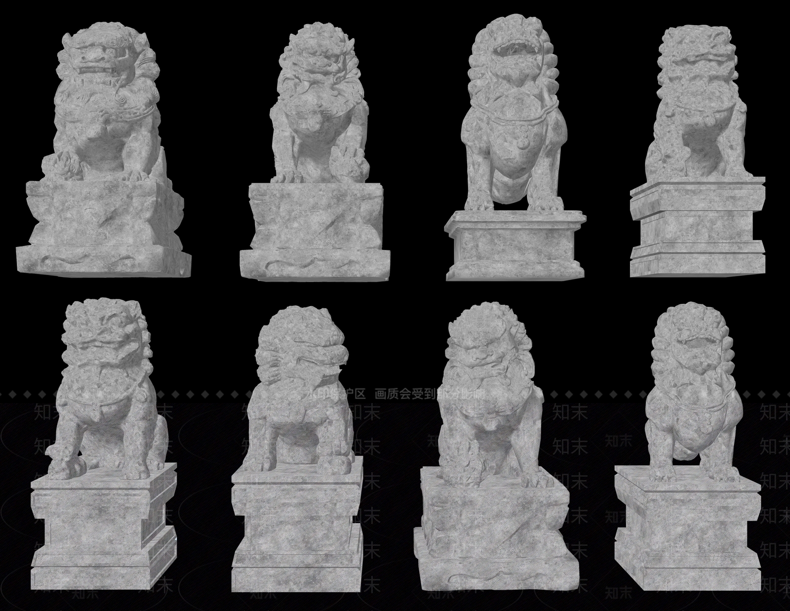 中式石狮子SU模型下载【ID:1182199891】