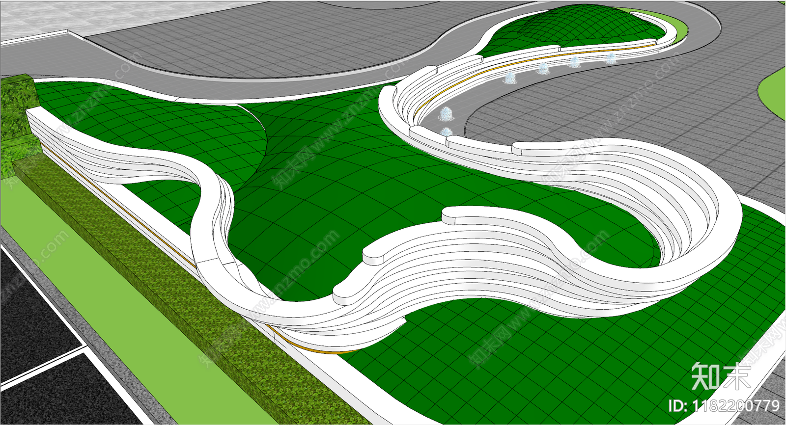 现代小区景观SU模型下载【ID:1182200779】