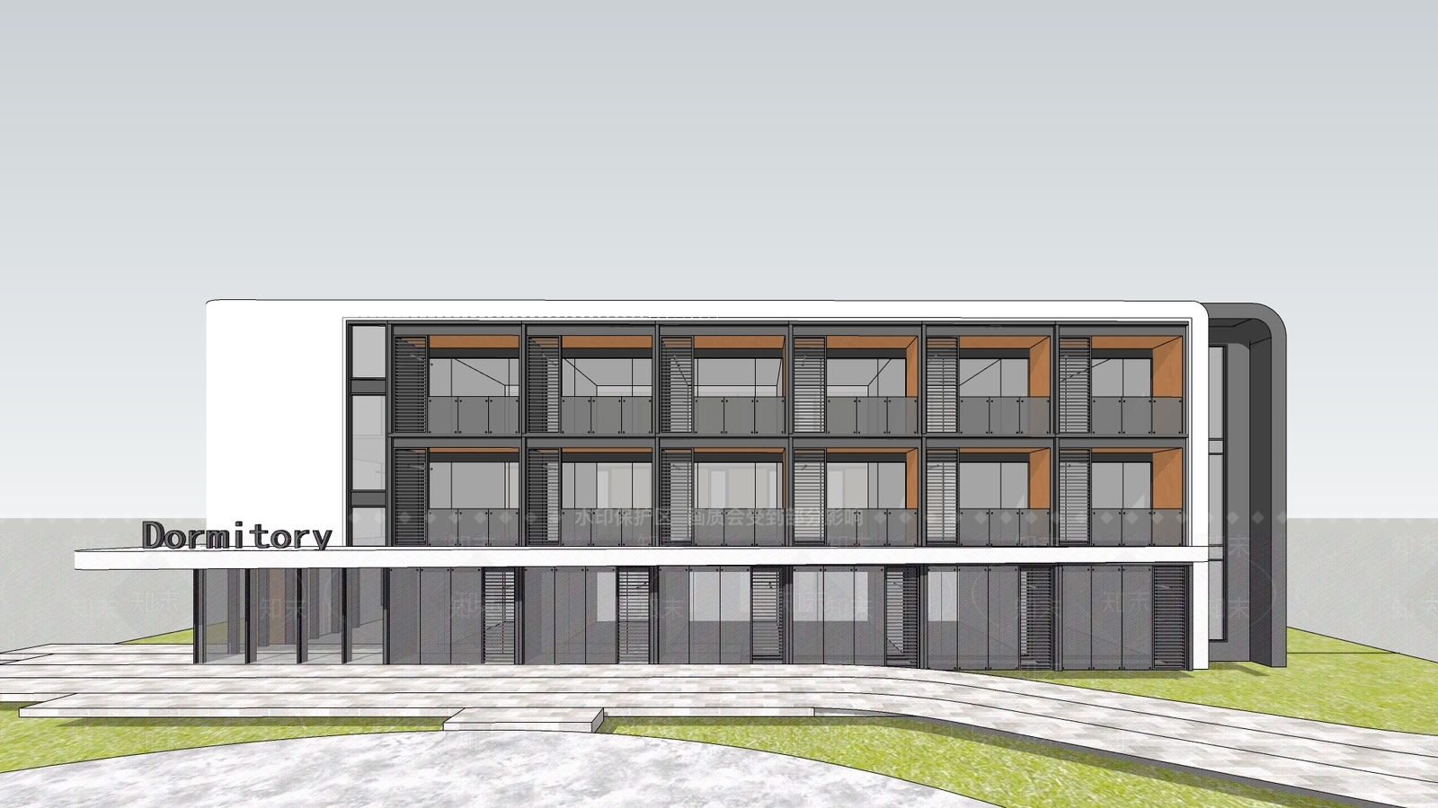 现代美式小公建SU模型下载【ID:1182205196】