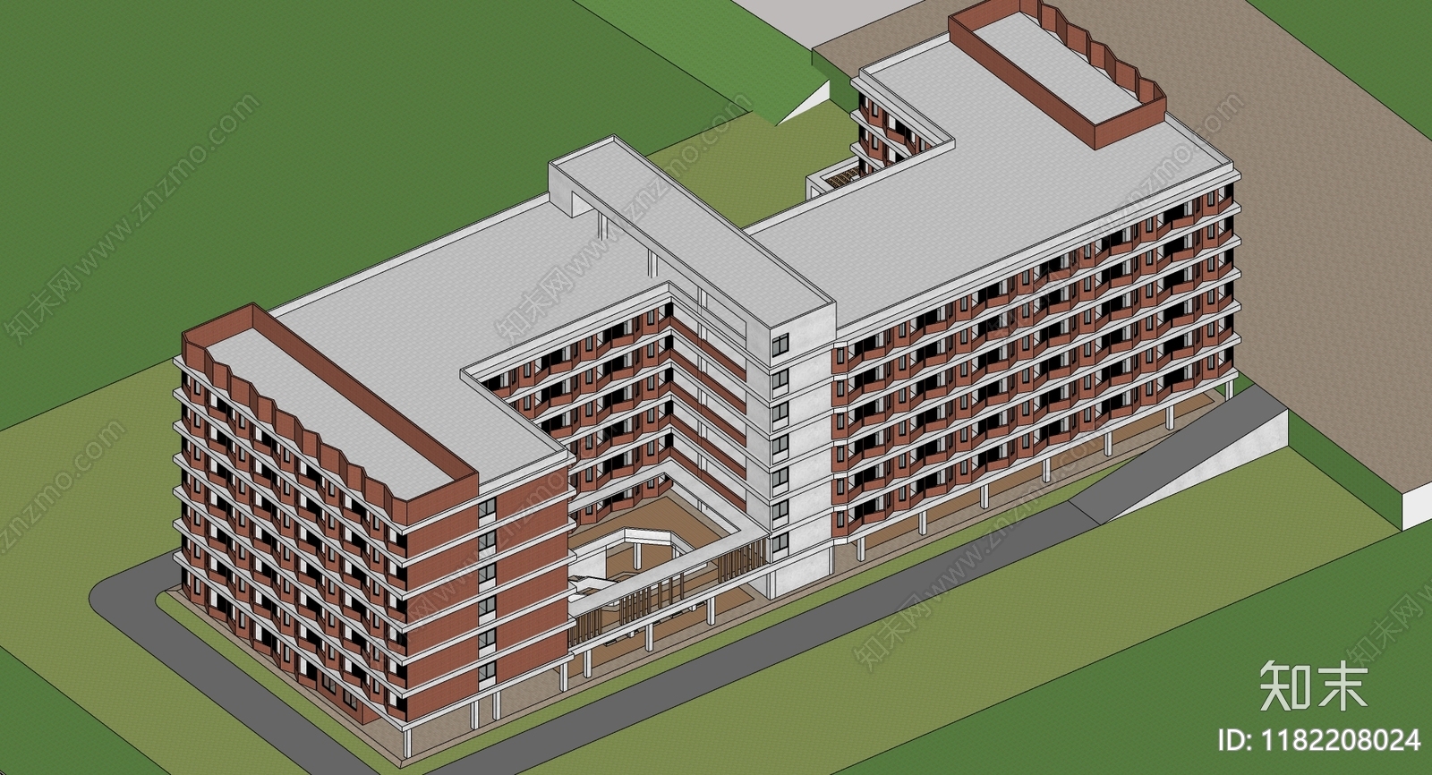 现代美式学校建筑SU模型下载【ID:1182208024】