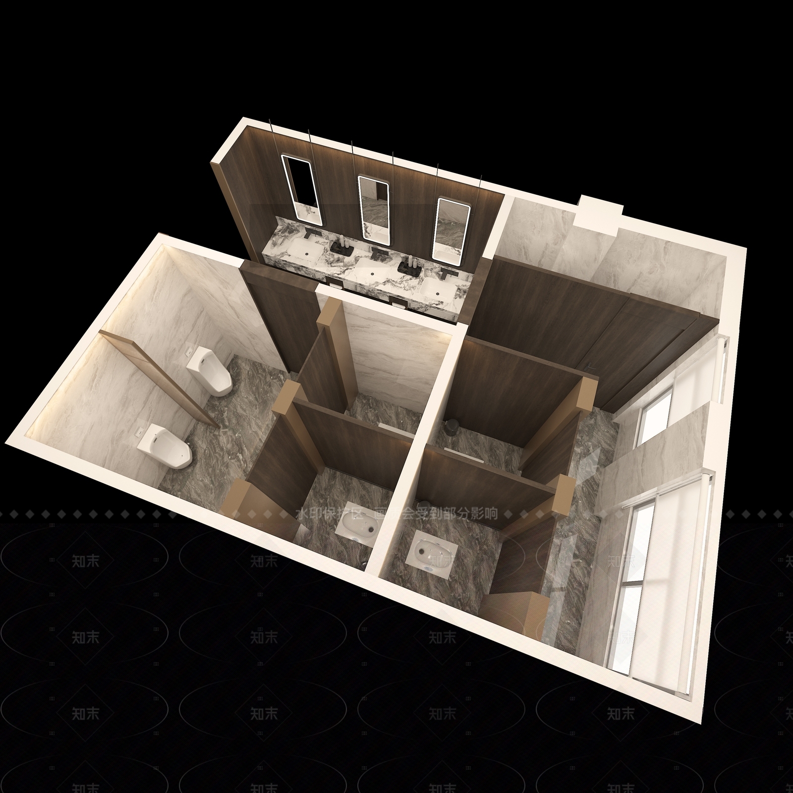 现代公共卫生间3D模型下载【ID:1182217559】