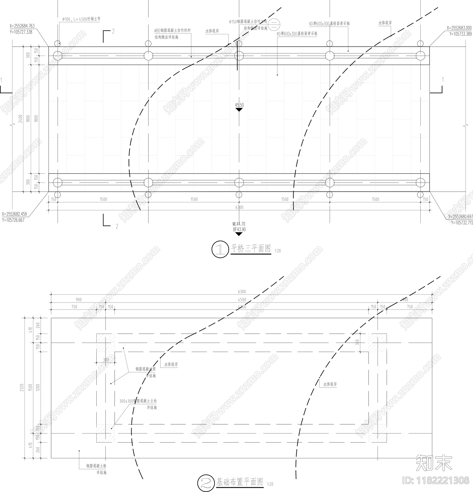 新中式中式景观桥cad施工图下载【ID:1182221308】