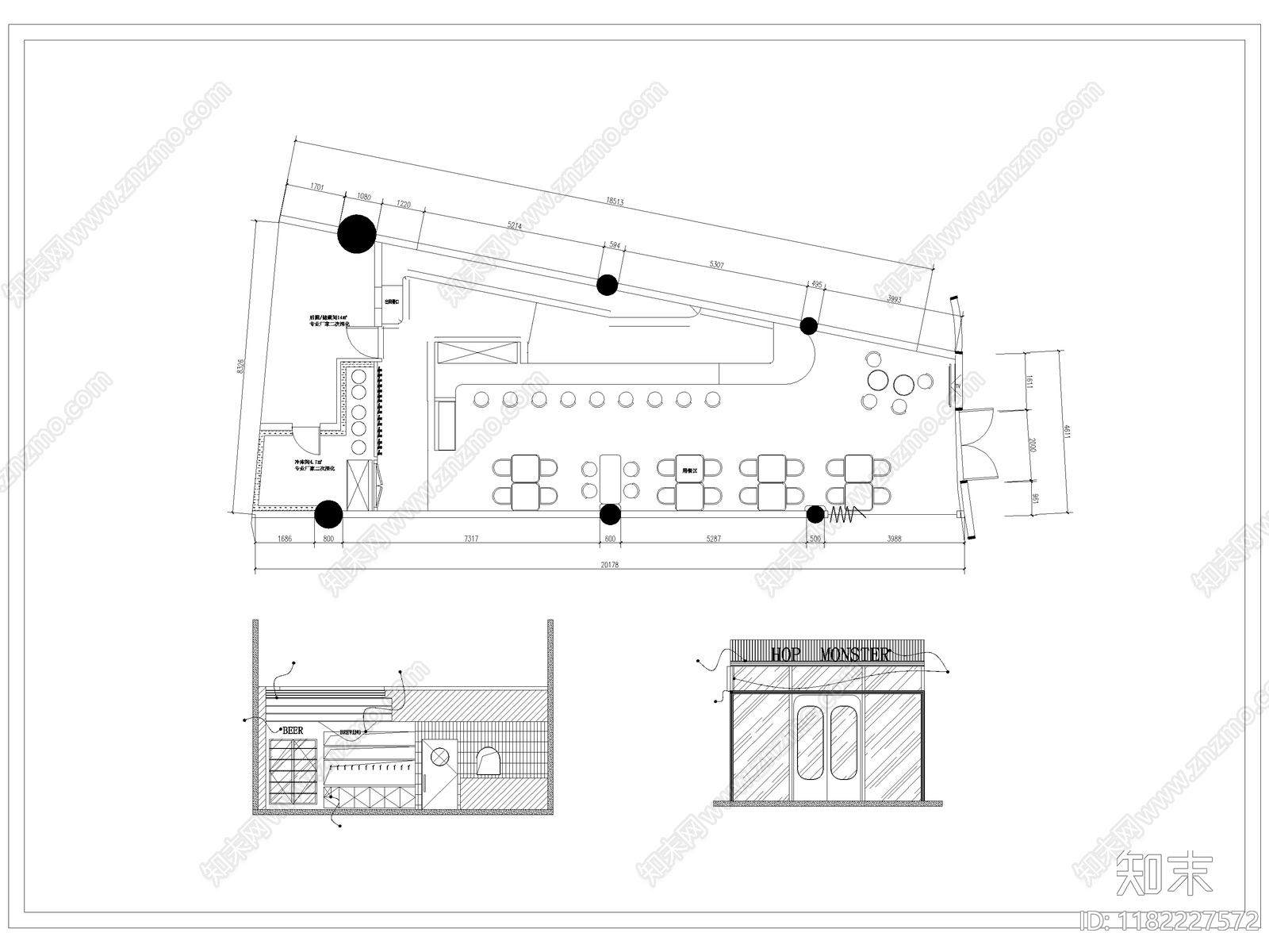 现代酒吧cad施工图下载【ID:1182227572】