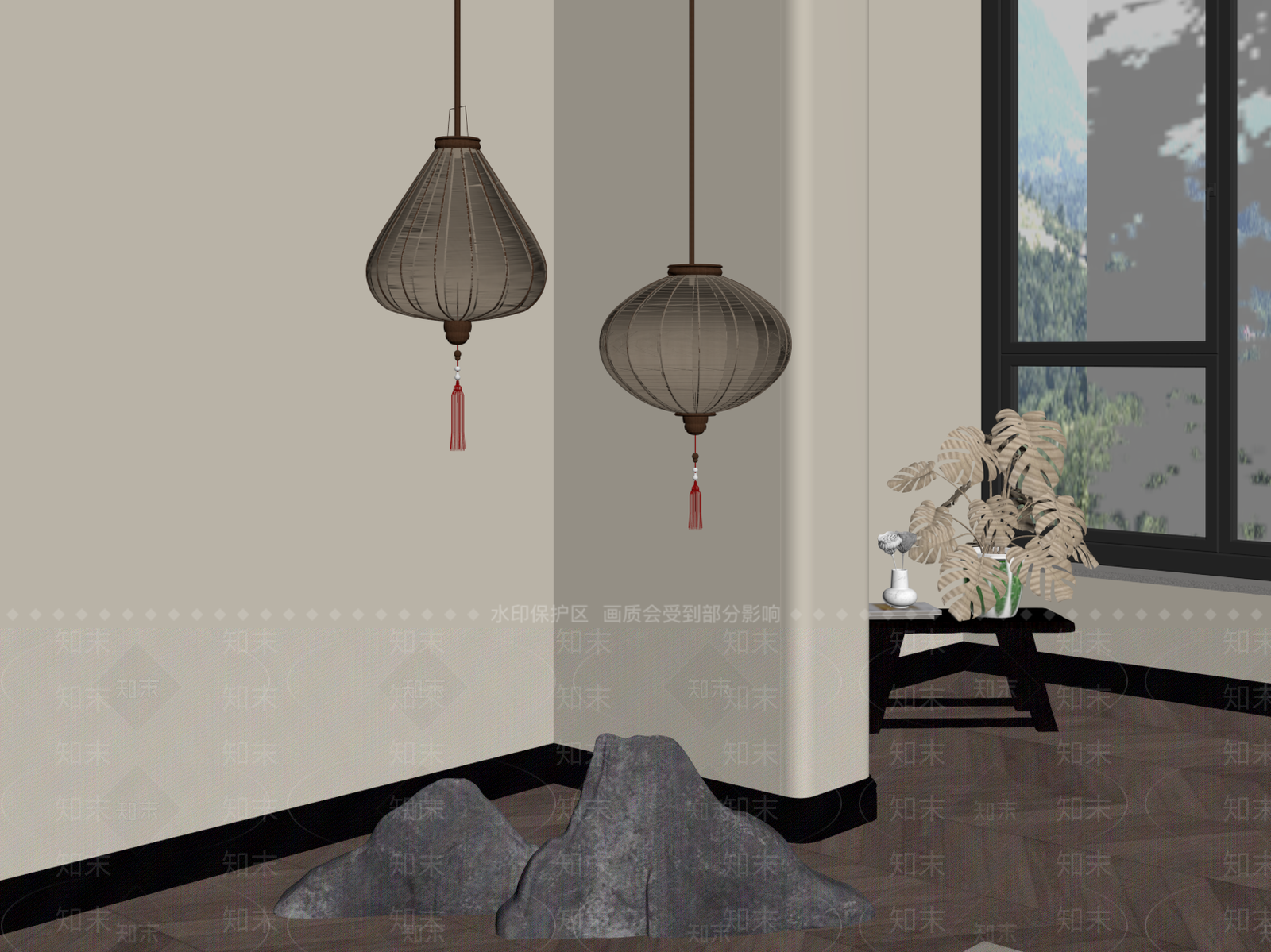 新中式灯笼SU模型下载【ID:1182230324】