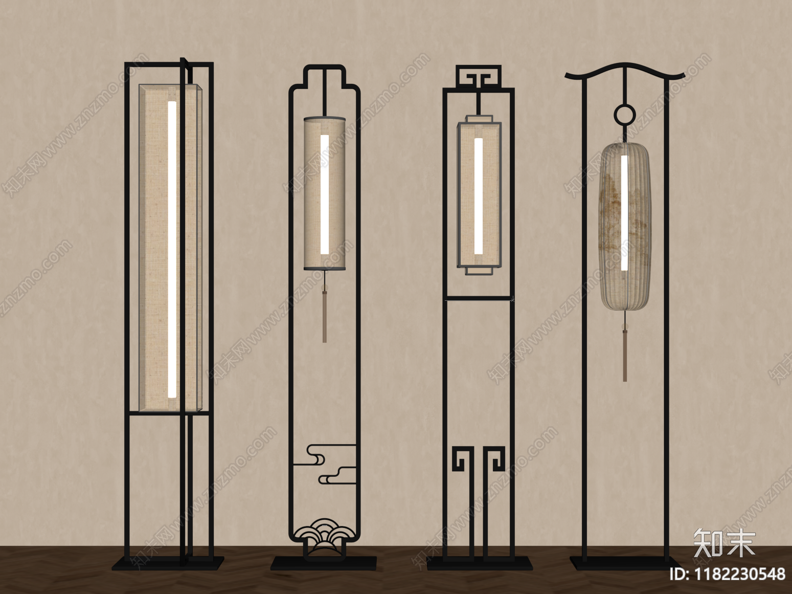 新中式落地灯SU模型下载【ID:1182230548】